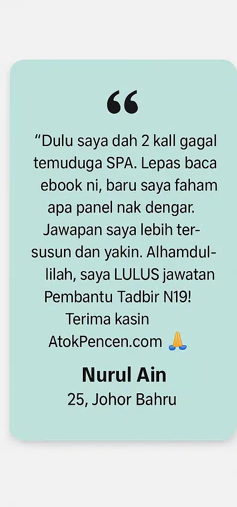 Testimoni rujukan temuduga rahmah
